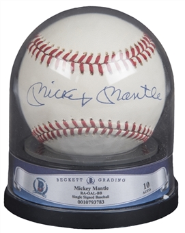 Mickey Mantle Single Signed OAL Brown Baseball (BGS GEM MINT 10)